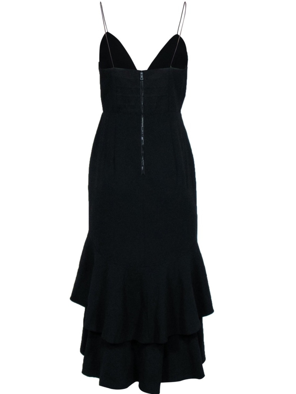 Alice + Olivia Black Tiered Ruffle Midi Dress